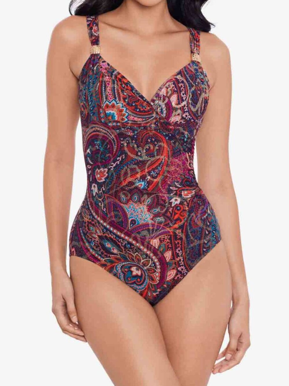 Miraclesuit Siren One Piece Swimsuit in Dynasty Molded Cup Underwire 8 Multi NWT